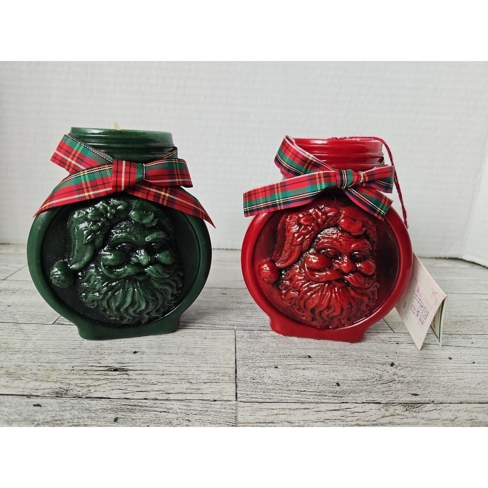 Handcrafted Keepsake Christmas Candles Night Before Xmas Vintage 1990 Santa Deco